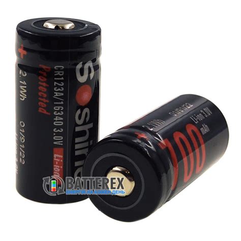 Аккумулятор 16340 CR123A Soshine 700mah 3.0V Protected с защитой ...