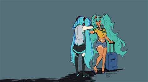 Hatsune Miku And Brazilian Miku Vocaloid And 2 More Drawn By