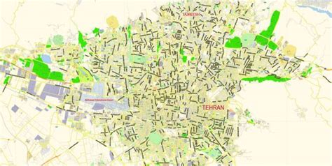 Tehran Pdf Vector Map En City Plan Editable Layered Street Map