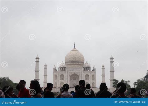 Taj Mahal From The Shades Of Crowd Editorial Photography Image Of