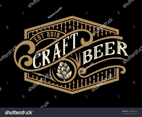 Vintage Beer Label Design Template Hop Vetor Stock Livre De Direitos