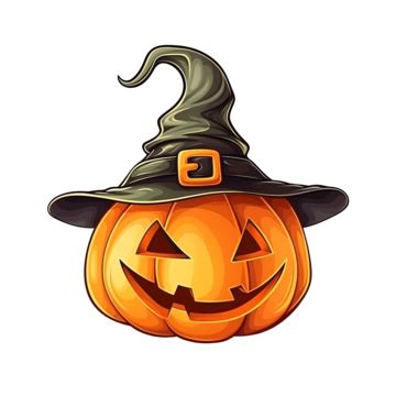 Halloween Pumpkin With Witch Hat Vector Cartoon Illustration Halloween