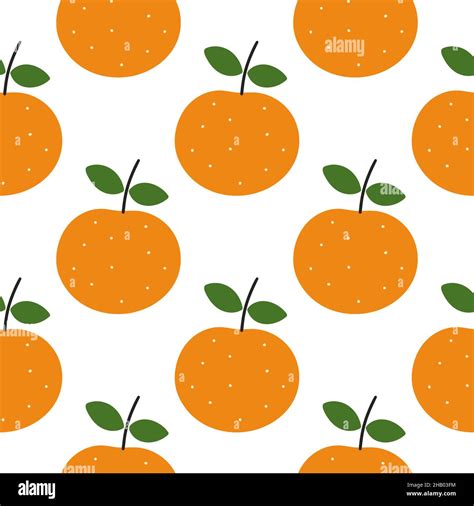 Tropical Seamless Pattern With Oranges Vector Illustration Stock Vector