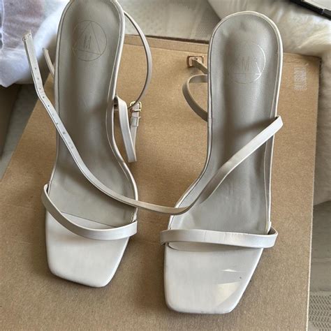 MISSGUIDED Nude Barely There Square Toe Heels Good Depop