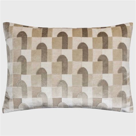 Geometric Neutral Velvet Cushion Barker Stonehouse