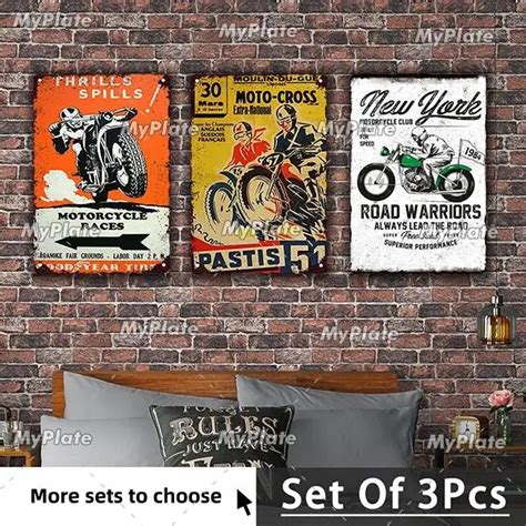 Plakat Blaszany Motocykl Vintage Metalowy Znak Retro Tablica Znak