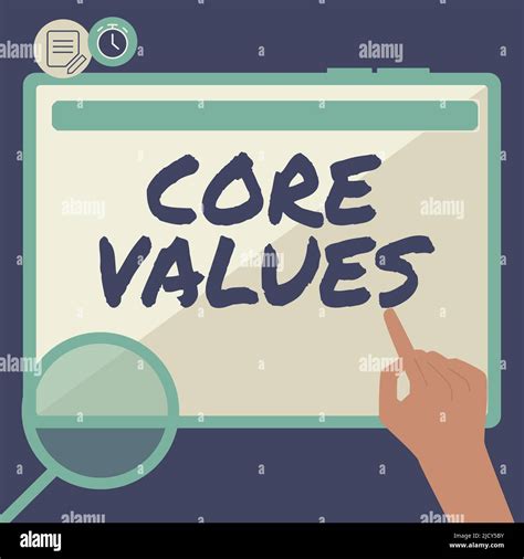 Writing Displaying Text Core Values Business Approach Belief Person Or