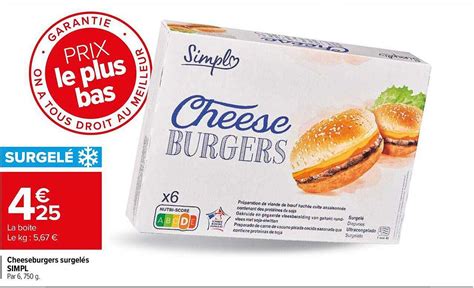 Promo Cheeseburgers Surgelés Simpl chez Carrefour iCatalogue fr