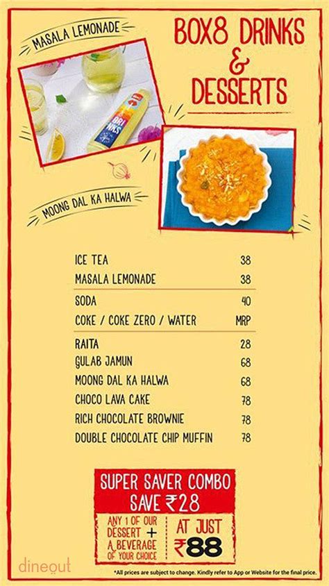 Menu Of Box8 Desi Meals Vijay Nagar Bangalore Dineout Discovery