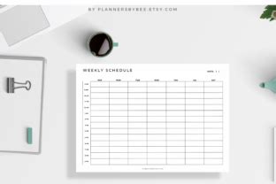 Landscape Minimalist Weekly Planner PDF Graphic By PlannersByBee