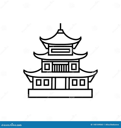 Asian Pagoda Tower Vector Icon Isolated Illustration Stock Vector