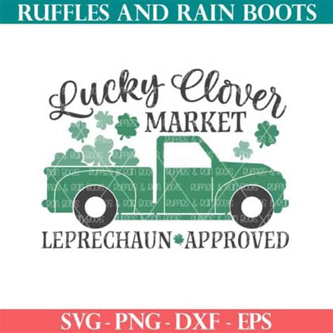 Free Farm Truck SVG With Shamrocks Ruffles And Rain Boots