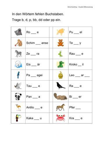 Arbeitsblatt Zur Differenzierung Von B Bb D Dd P Und Pp