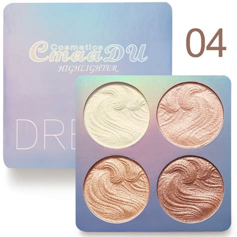 CmaaDu Highlighter Brilliant Color Contour 4 In 1 Shimmer Powder Baked