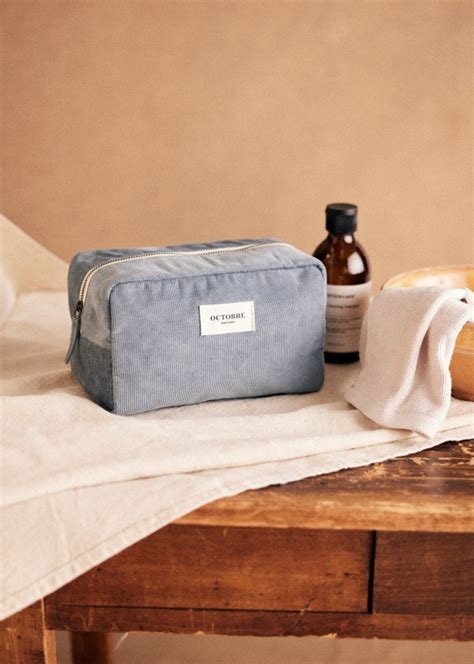 Trousse de toilette Twyman Velours Côtelé Grosse côte Kaki Coton