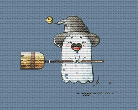 Kind Ghost Cross Stitch Pattern Funny Halloween Ghost Cross Etsy