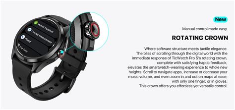 TicWatch Pro 5 Wear OS 스마트워치 내장 100 + 스포츠 모드, 5ATM 방수 나침반, NFC 및 80 시간 ...