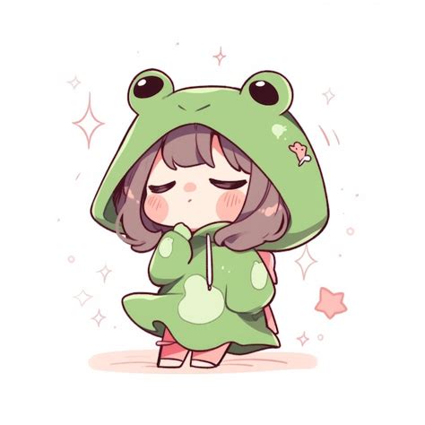 Premium Photo | Whimsical Chibi Frog Sticker with No Background