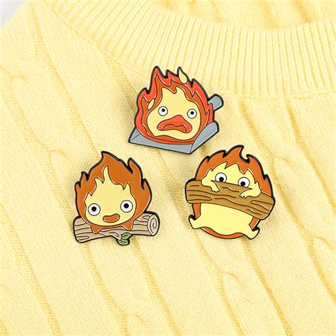 Calcifer Studio Ghibli Inspired Enamel Pin Fire Demon Howls Etsy