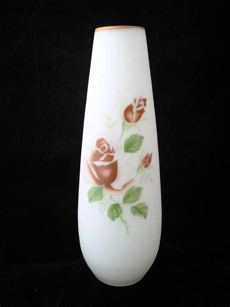 Napcoware White Frosted Bud Vase With Brown Roses And Green Etsy Bud Vases 1970s Home Decor