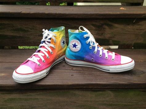 Custom Hand Painted Rainbow HIGH TOP Converse Tie Dye Rainbow Ombre Hi