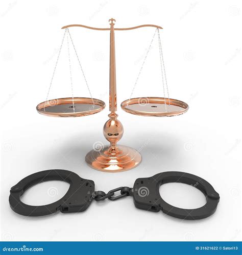 Scales Of Justice And Handcuffs Stock Illustration Illustration Of