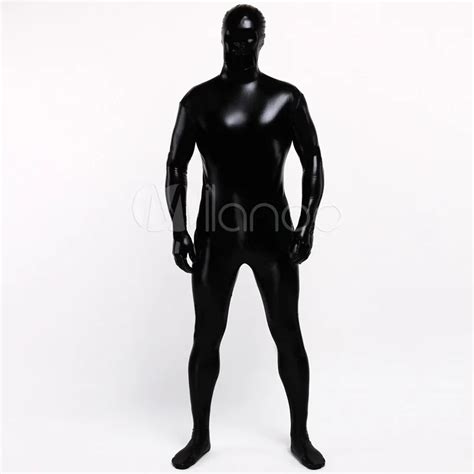 High Quality Adult Mens Sexy Halloween Black Shiny Metallic Cosplay