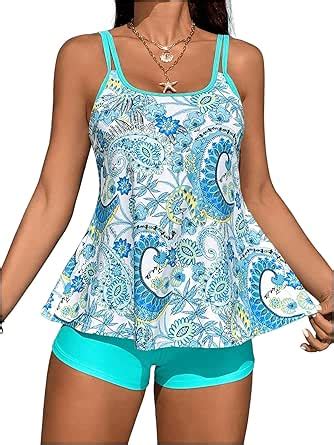 Amazon Soly Hux Women S Floral Print Bathing Suit Cami Tops And Shorts Bikini Tankini Two