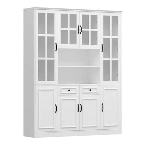 Wiawg White Wooden In W Food Pantry Cabinet Storage Organizer With