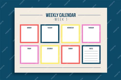 Free Vector | Weekly calendar template design