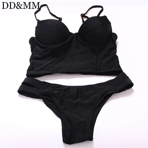 Dd Mm Sexy Bikini Push Up Women Swimsuit Black Bikini Beach Wear