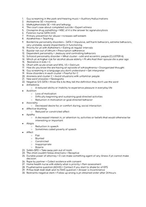 Exam 4 mental health - NSG 3450 (3450) - Stuvia US