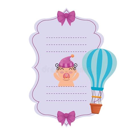 Baby Shower Card With Balloon Air Hot Stock Illustration Illustration Of Announcement Cartoon