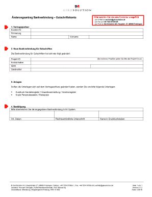 Fillable Online Girosolution Nderungsantrag Bankverbindung