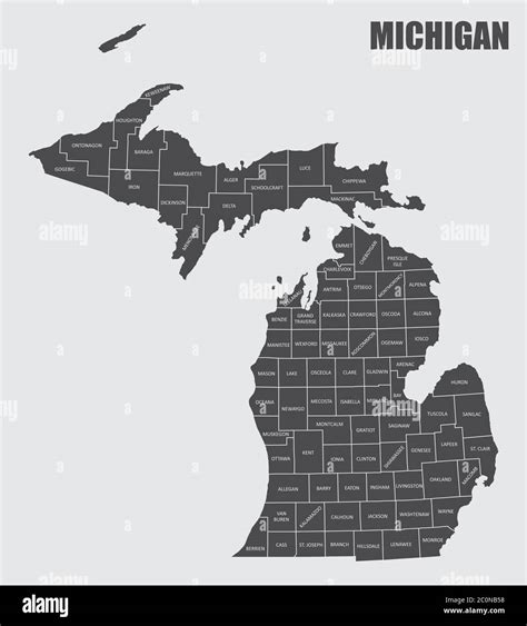 Michigan County Map Stock Vector Image & Art - Alamy