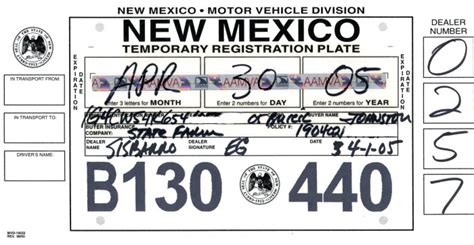 Printable Temporary License Plate Nm Printable Templates