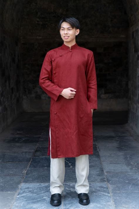 Linen Ao Dai Vietnamese Dress Men Ao Dai Men Modern Men Vietnamese