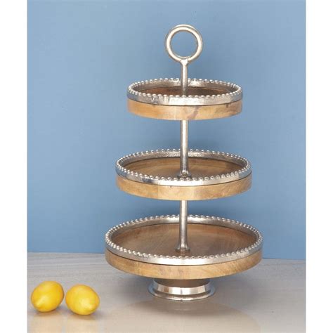 Brown Mango Wood Traditional Tiered Server 25 X 14 X 14 14d X 2450