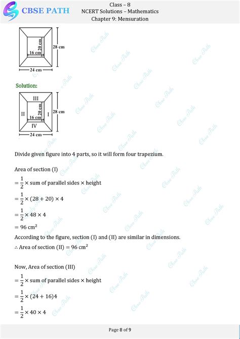 Ncert Solutions For Class Maths Exercise Mensuration