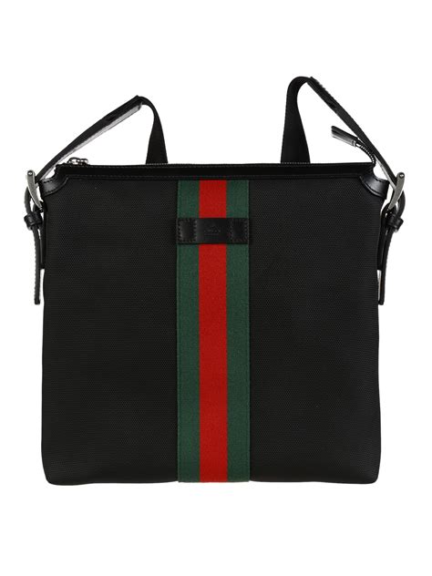 Gucci Web Band Canvas Small Messenger Bag In Black For Men Lyst