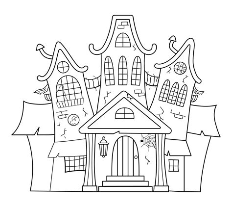 Vector haunted house black and white illustration. Halloween spooky ...