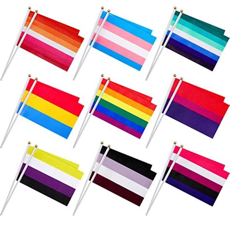 81 Pieces Rainbow Pride Flag Bisexual Mini Gay Stick Flags Pansexual