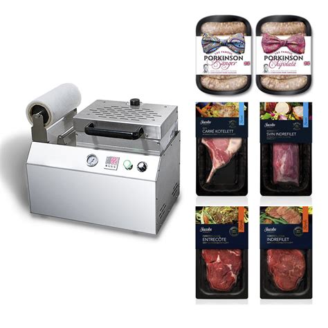 Food Tray Heat Sealing Machine For Fish Meat Skin Vacuum Packing