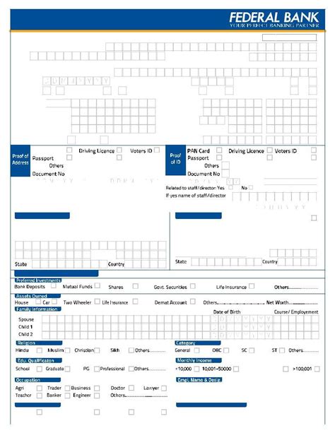 Blank Kyc Federal Bank Fill Out And Print Pdfs