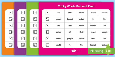 Phase 2 To 5 Tricky Words Roll And Read Mats