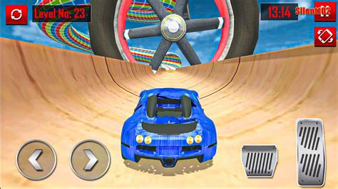 Mega Ramp Car Driving Games Blue Sport Car Stunts Racing Impossible