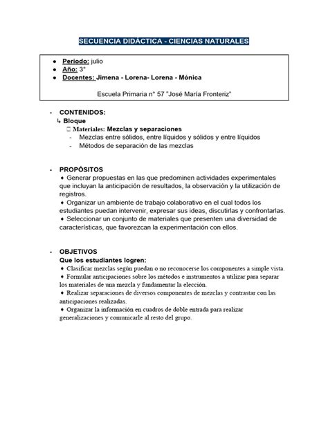 Secuencia Didáctica Ciencias Naturales Pdf