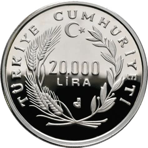 Türkei 20 000 Lira 1990 Fußball WM 1990 Romulus und Remus aus Silber