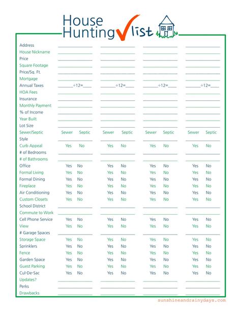 Printable Hunting Checklist