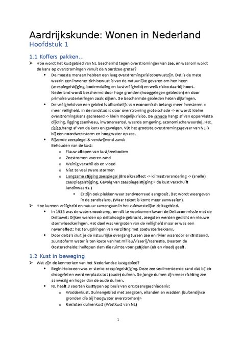 Aardrijkskunde Samenvatting P1 Wonen In NL Aardrijkskunde Wonen In